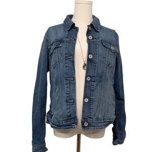 Levi's Classic Blue Denim Jean Jacket Medium Wash Button Front Long Sleeve